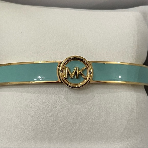 Michael Kors MK Logo Gold & Turquoise Enamel Bangle Bracelet MKJ7938710 + MK BOX - Picture 4 of 10